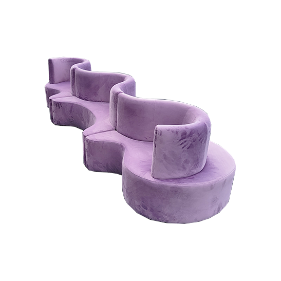 lilac couch rental for party in miami