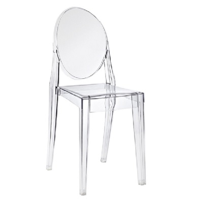 ghost dining chair rental in clear