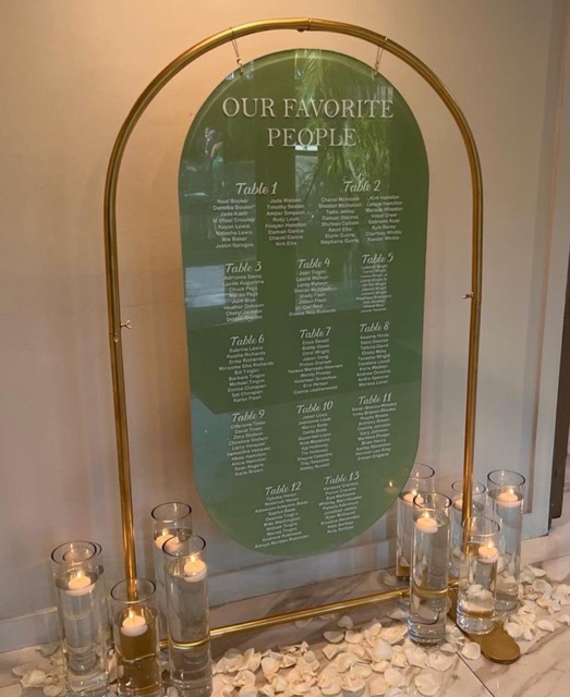 rent a mirror seating chart for weddings