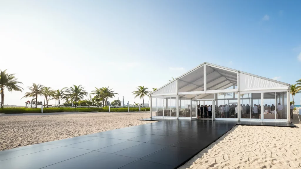 clear span structure tent rental for commercial event
