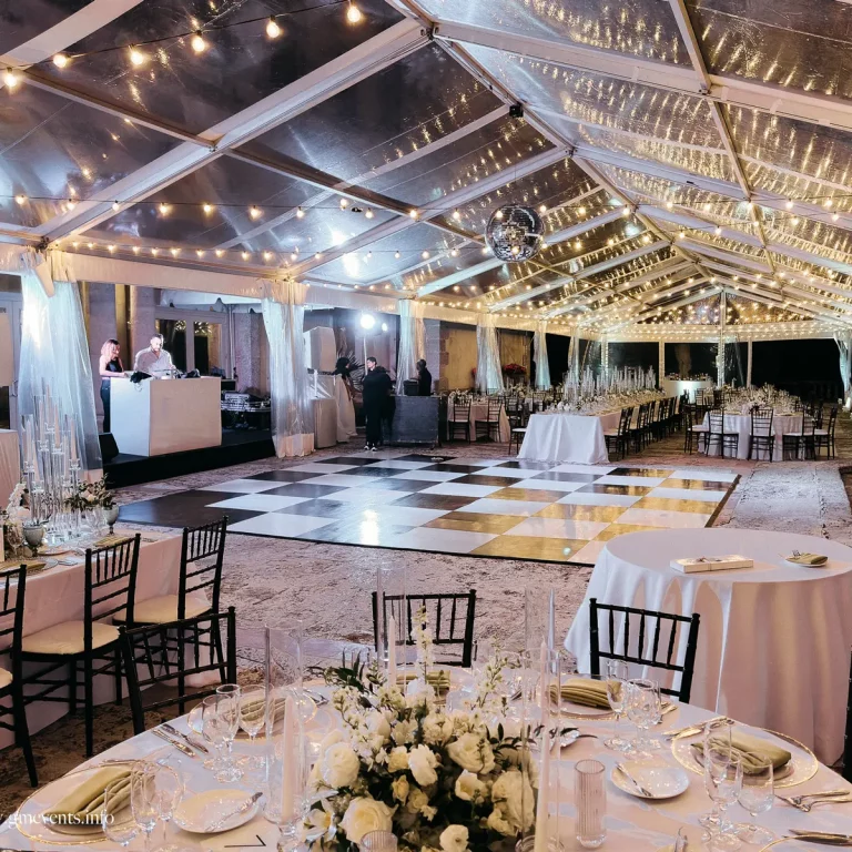 checkered dance floor rental installed in vizcaya for wedding