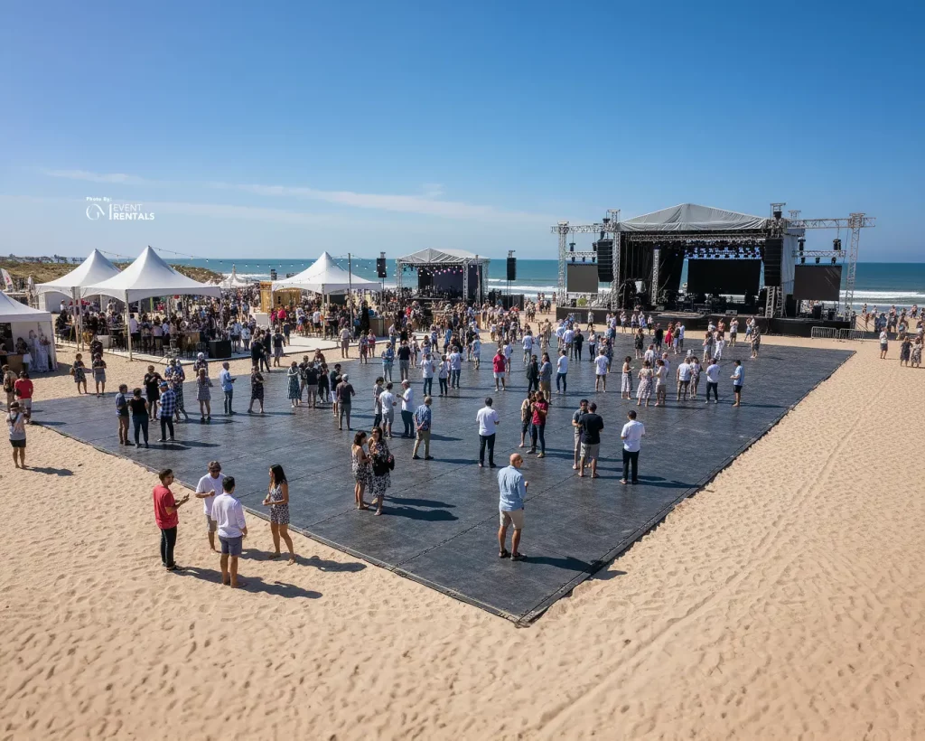 temporary event flooring over sand miami beach concert